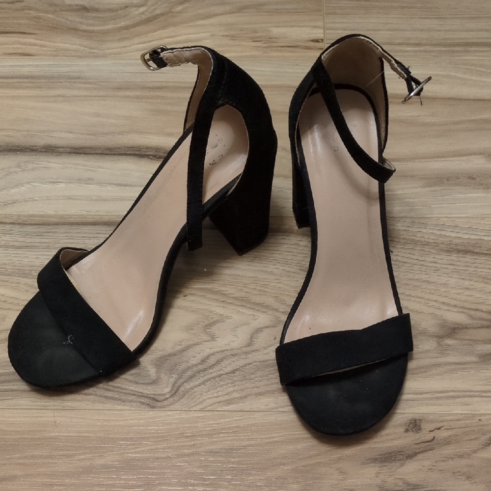 a new day Black Ankle Strap Heels